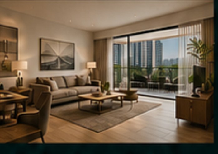Interior of a four-bedroom home with a spacious living and dining area